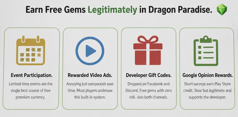 Earn Free Gems Legitimately in Dragon Paradise