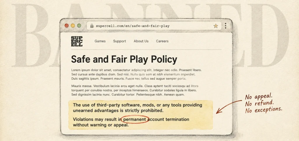 Supercell's official Fair Play policy page