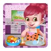 Little Girl Wash Kitchen Dishes