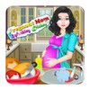 Pregnant Mom Washing Dishes