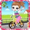 The Little Girl Learn Bicycle